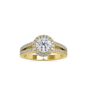 Solitaire Halo Pave Ring