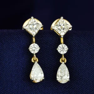 3-Stone Solitaire Drop Earrings