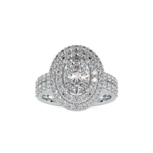 Oval Solitaire Double Halo & Pave