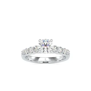 Round Solitaire Ring With Prominent Pave Setting