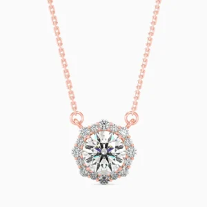 Round Solitaire Halo Pendant