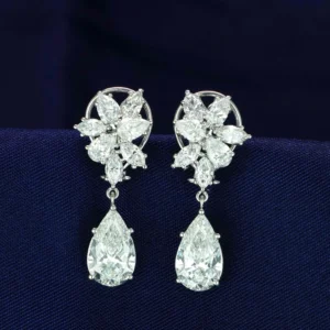 Majestic Diamond Cluster & Pear Drop Earrings