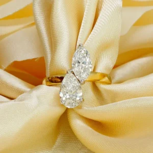 2 Stone Pear Marquise Solitaire Ring