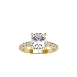 Cushion Solitaire Pave Ring