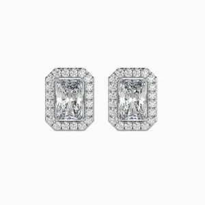 Radiant Solitaire Halo Earring