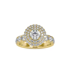 Round Solitaire Double Halo Pave