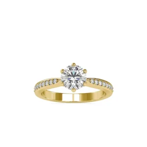 Classic Round Solitaire Pave Ring