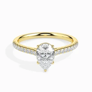 Classic Pear Solitaire Pave Ring