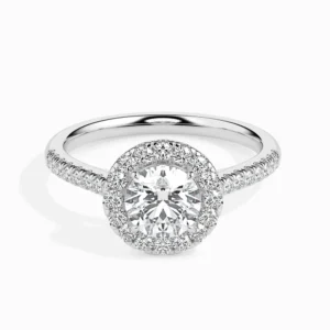 Classic Round Solitaire Halo Pave Ring