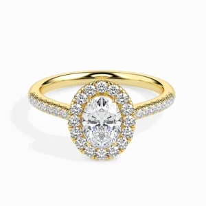 Oval Solitaire Halo Pave Ring